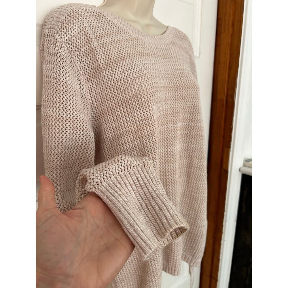 Lysse Fish Net Long Sweater with Side Ties Beige Beachy Oversized Small XC - Picture 4 of 11